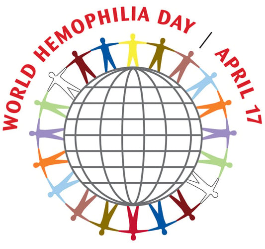 Haemophilia Awareness Ribbon with World Hemophilia Day Text
