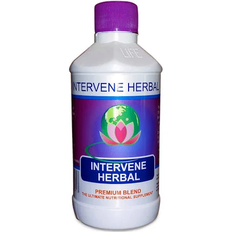 Intervene Herbal Premium Blend 250ml, a natural detox supplement with essential oils for immune support and health rejuvenation.