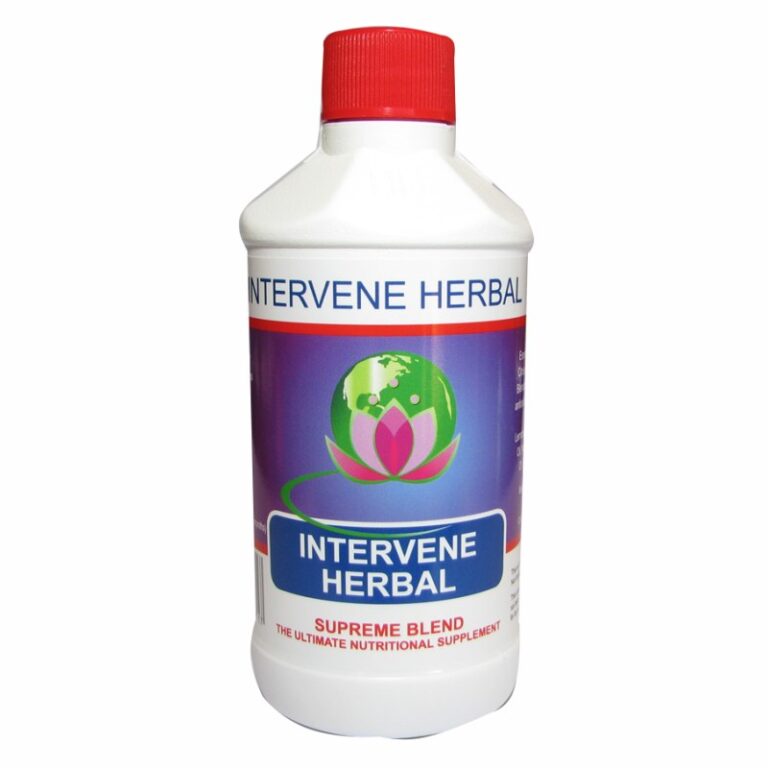 Intervene Herbal Supreme Red Cap 250ml, a premium detox and immune support supplement with essential oils and Carob oil