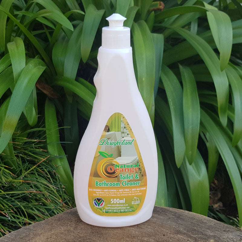 Natural Orange Toilet Bathroom Cleaner 500ml bottle with orange oil and eco-friendly cleaning label