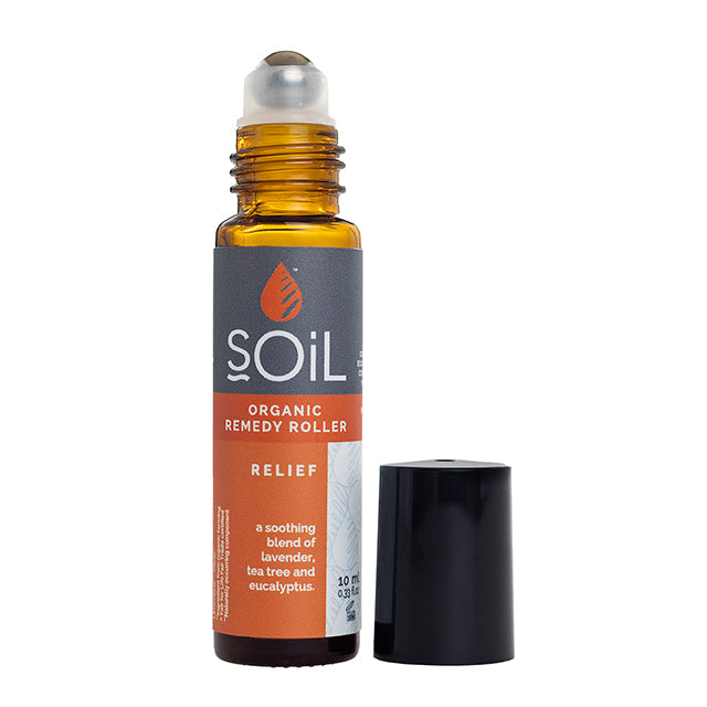 Soil Organic Remedy Roller Relief with essential oils for stress, headaches, and muscle tension. Easy-to-apply, organic, and perfect for on-the-go natural relief.