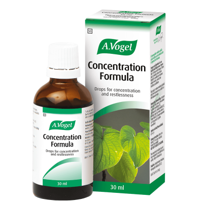 Concentration Formula drops for focus, memory, and mental clarity, with natural ingredients like Veratrum album and Ginkgo biloba.
