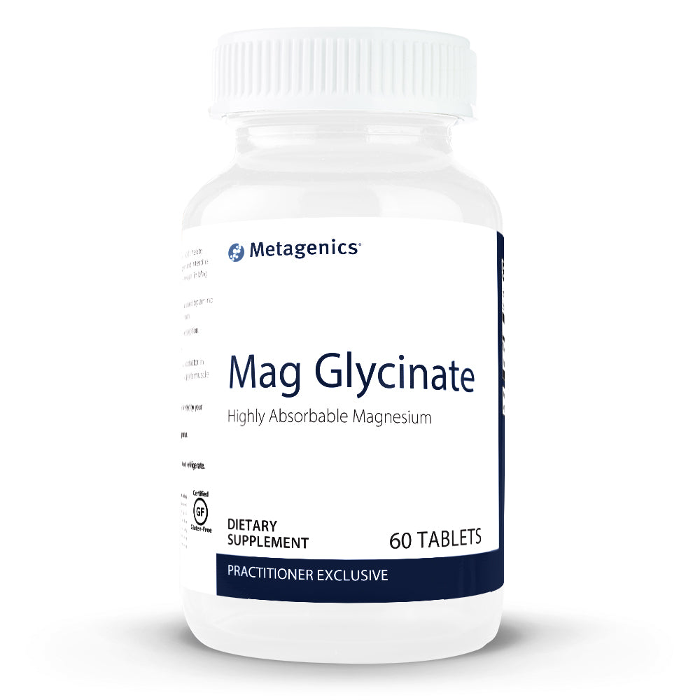 Mag Glycinate - Superior absorbable magnesium bis-glycinate chelate for muscle relaxation and nervous system support.